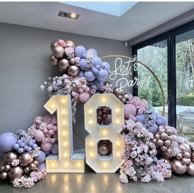 Big Birthday Party Decorations, 15 Balloon Decorations, Pastel 18th Birthday Theme, 18th Birthday Party Backdrop Ideas, 18tj Birthday Party Ideas, Decoration For 18th Birthday Girl, 18th Birthday Venue Ideas, 18ty Birthday Ideas, 18th Party Decor