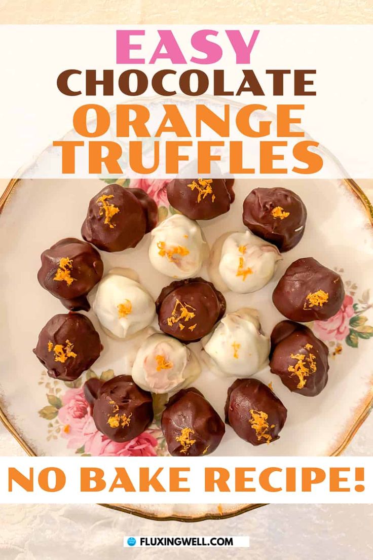 No bake chocolate orange truffles on a plate