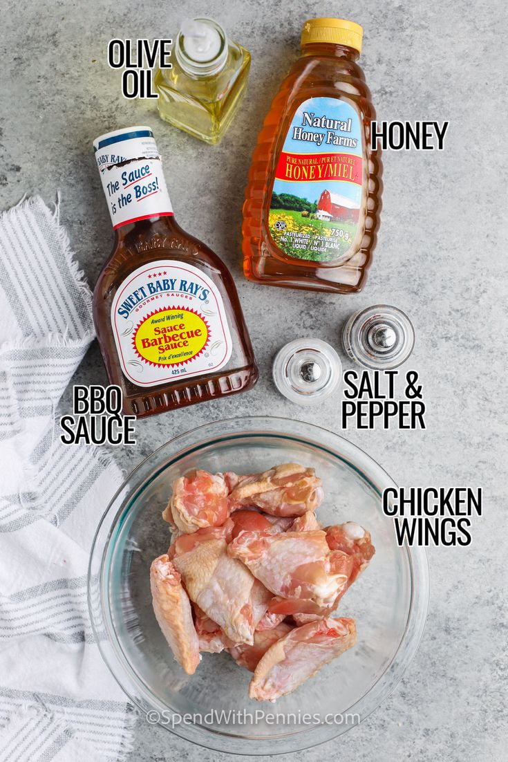 ingredients to make chicken wings on a table