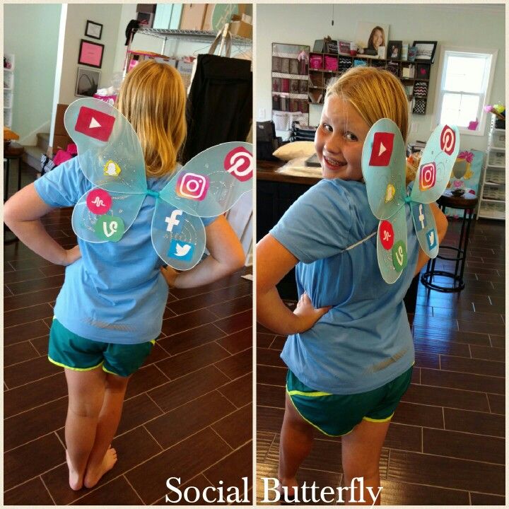 A fun costume for my Social butterfly.  This is a fun school project for Idiom day. #idiom Vocab Day Costumes, Idiom Dress Up Day Kids, Idiom Costumes For School Ideas, Idioms Costumes For School, Idiom Costumes For School Teachers, Figurative Language Costumes, Easy Idiom Costumes For School, Idiom Day Costumes Ideas, Dress Like An Idiom Costume Ideas