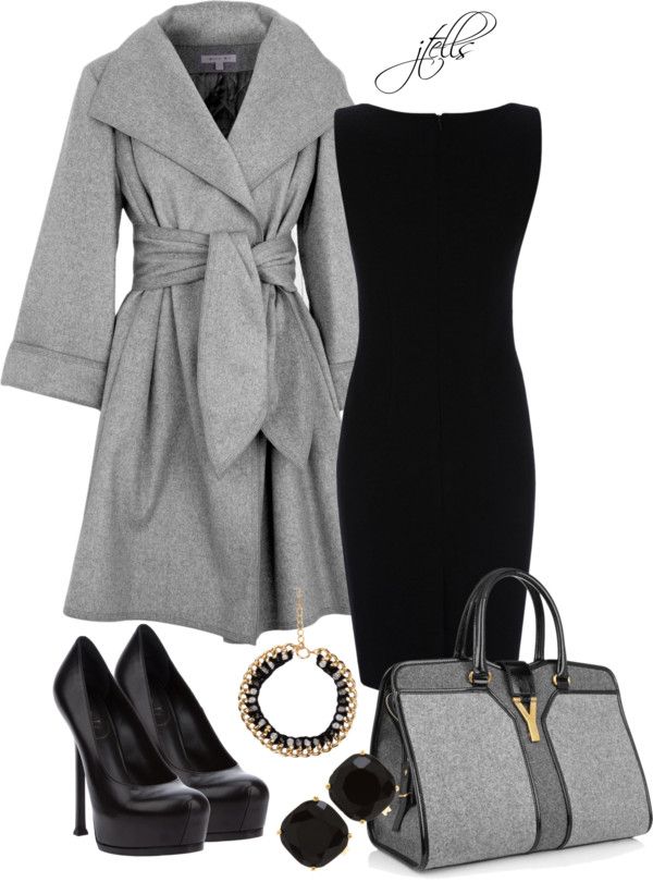 Love the coat, dress, purse & jewelry. Great to have for weddings, funerals & any dressy occasion. Just need to find low, comfortable black pumps. Timeless Outfits, Hepburn Style, Dress For Success, 가을 패션, Business Attire, Work Attire, Mode Inspiration, Work Fashion, Fall Winter Outfits