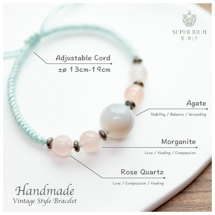 Discover the serene beauty of our Handmade Agate, Rose Quartz & Morganite Bracelet. This exquisite piece features a striking combination of natural gemstones, including a 13.4mm agate bead, 8.0mm rose quartz beads, and 8.0mm morganite beads. Strung on a durable adjustable cord (13cm-19cm), this bracelet fits all wrist sizes comfortably. Perfect as a thoughtful gift or a personal treasure, it embodies elegance and tranquility, making it a must-have for any jewelry collection. Item Details: *Item No.: C-BAC-014 *Stone Type: Agate, Rose Quartz and Morganite *Agate Beads Size: ±13.4mm *Rose Quartz Beads Size: ±8.0mm *Morganite Beads Size: ±8.0mm *Cord: Adjustable Cord 13cm-19cm, crafted from durable string to fit all wrist sizes Join our circle of kindness:  with every purchase, we invite you Elegant Rose Quartz Crystal Bracelet For Meditation, Elegant Hand-strung Rose Quartz Crystal Bracelet, Elegant Hand Wrapped Rose Quartz Jewelry, Elegant Rose Quartz Healing Bracelets, Adjustable Rose Quartz Jewelry With 8mm Beads, Adjustable Rose Quartz Beaded Jewelry, Adjustable Rose Quartz Crystal Bracelet For Meditation, Pink Adjustable Jade Jewelry, Handmade Elegant Rose Quartz Crystal Bracelet