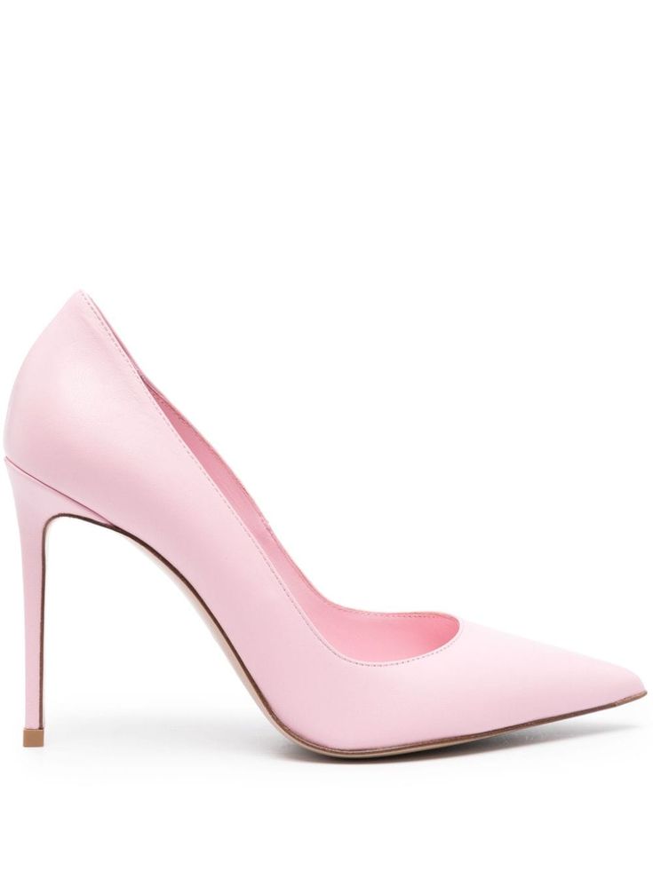 light pink lambskin smooth grain tonal stitching pointed toe slip-on style branded leather insole 100mm stiletto heel leather outsole rubber grips Trip Moodboard, Le Silla Shoes, Light Pink Heels, Fancy Heels, Pink Stilettos, Ysl Heels, Pink High Heels, Pink Chanel, Fancy Shoes