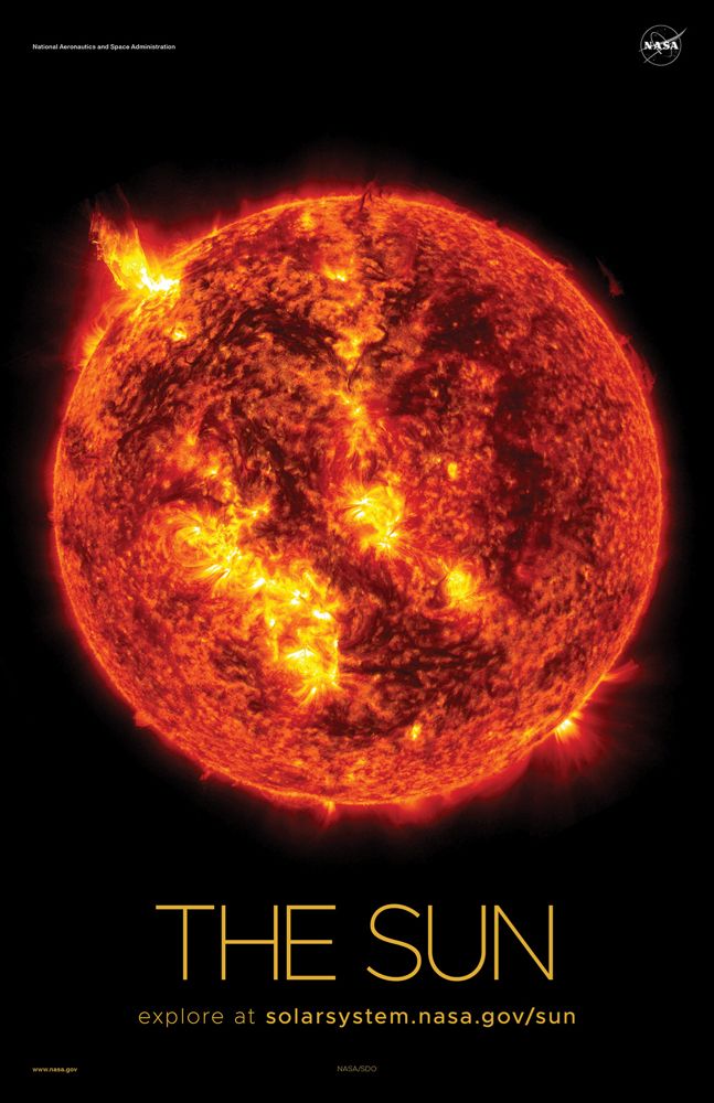 the sun is shown in this poster