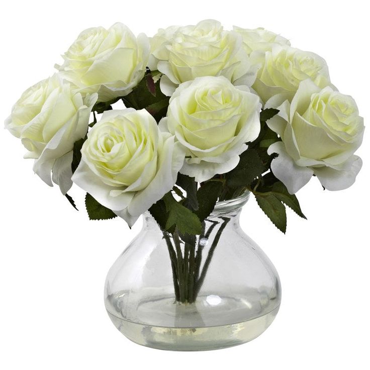 1367-WH Decor/Faux Florals/Floral Arrangements A Bouquet Of Roses, Rose Floral Arrangements, Table Rose, Silk Arrangements, Rose Centerpieces, Bouquet Of Roses, Rose Arrangements, Silk Plants, Artificial Silk Flowers