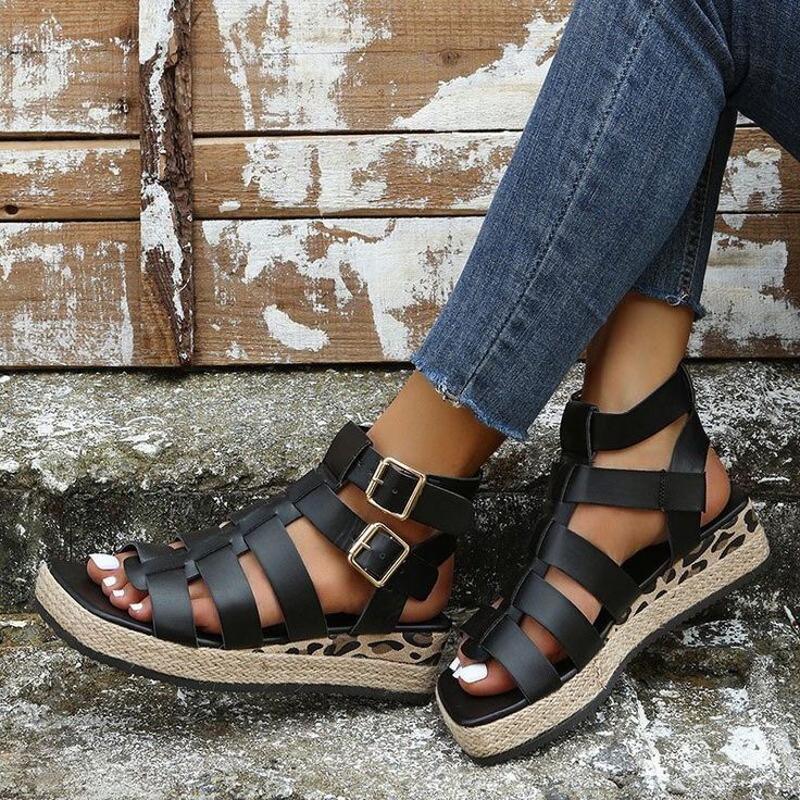 Women's Wedge Sandals | Vintage Rome Platform, Plus Size, Buckle, Non-slip | Summer Casual Beach Shoes - Black,10 Black Wedge Sandals For Beach Vacation, Beach Season Wedge Sandals With Round Toe, Black Flat Heel Wedge Sandals For Beach, Black Wedge Sandals For Beach With Flat Heel, Black Wedge Sandals For Beach And Spring, Closed Toe Wedge Sandals For Spring Outings, Black Wedge Sandals For Beach, Spring Season, Black Wedge Sandals For Beach In Spring, Spring Closed Toe Wedge Sandals For Outings