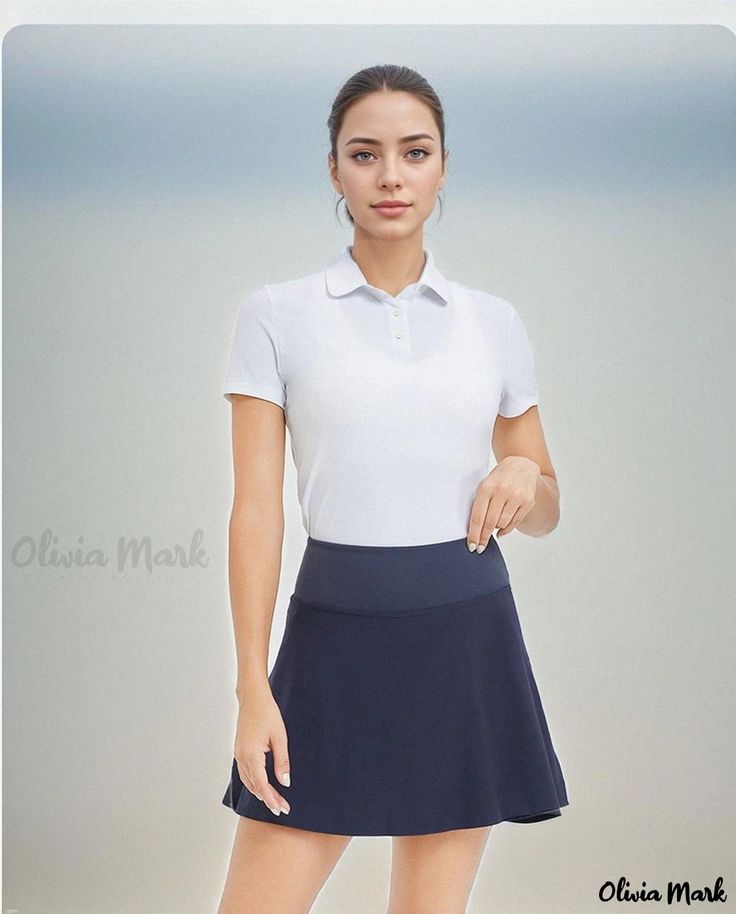 Olivia Mark - Lightweight Cross-pleated Tennis Skirt with Shorts and Pockets for Outdoor Sports Activities such as Golf and Badminton Sporty Fitted Navy Skort, Navy Fitted Sporty Skort, Fitted Navy Skort For Work, Navy Fitted Skort For Workwear, Fitted Navy Skort For Sports, Casual Fitted Navy Tennis Skirt, Navy Casual Tennis Skirt, Navy Casual Fitted Tennis Skirt, Casual Navy Pleated Skort