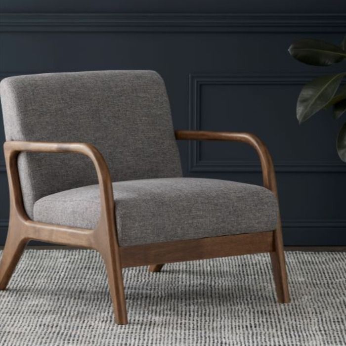 Paris Grey Occasional Chair in Walnut by B2C Furniture Grey Occasional Chair, Modern Occasional Chairs, Lounge Room Styling, Contemporary Living Room Furniture, Single Bed Frame, Rustic Chair, Paris Grey, Furniture Packages, Durable Furniture