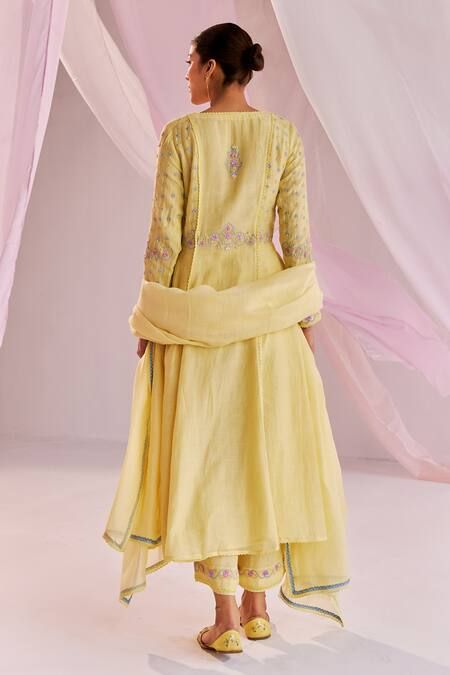 Buy Yellow Silk Alara Sequin And Pearl Embellished Anarkali Pant Set For Women by Keosha Online at Aza Fashions. Tissue Silk Anarkali Set With Sheer Dupatta, Festive Cotton Silk Palazzo Set With Dupatta, Designer Cotton Silk Palazzo Set With Dupatta, Anarkali Tissue Silk Palazzo Set With Dabka Work, Floor-length Tissue Silk Traditional Wear With Dabka Work, Floor-length Tissue Silk Salwar Kameez For Eid, Chanderi Palazzo Set With Gota Work, Floor-length, Floor-length Chanderi Palazzo Set With Gota Work, Anarkali Chanderi Palazzo Set With Sheer Dupatta