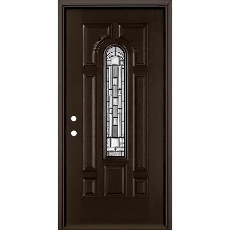 Masonite high-performance fiberglass doors feature distinct panel profiles that rival the detail of a real wood door but will not rust or dent. The intricate lines of the Naples glass add geometric beauty and visual interest to any entrance. When paired together, this captivating door and glass combination invite more light into the home while making an instant first impression. Masonite Naples 36-in x 80-in x 4-9/16-in Fiberglass Center Arch Lite Right-Hand Inswing Walnut Stained Prehung Front Door with Brickmould Insulating Fiberglass Door, Storm Door, Wood Door, Walnut Stain, Front Doors, Classic House, Architectural Elements, Wood Doors, Entry Doors