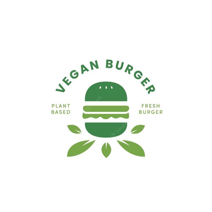 the logo for vegan burger, which is made with green leaves and has a hamburger on