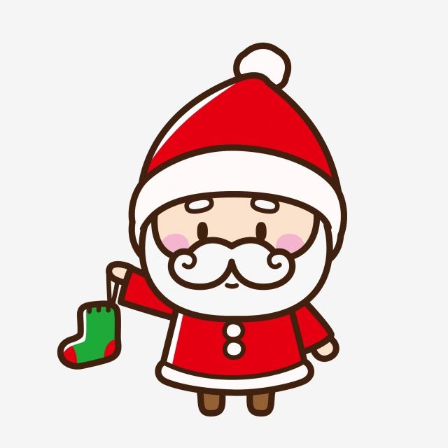 santa claus holding a christmas stocking clipart