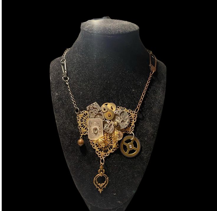 handmade steampunk chain necklace using antique parts Steampunk Gears, Steampunk Accessories, Jewelry Inspo, Handmade Pendant, Brass Chain, Handmade Pendants, Chain Necklace, Beaded Necklace, Accessory Gift