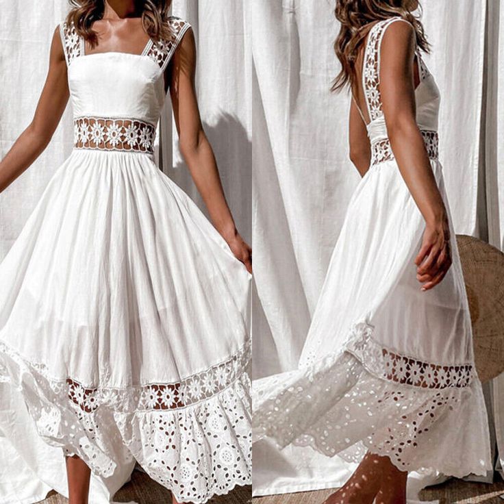 This Boho White Crochet White Sleeveless Maxi Dress is the perfect combination of comfort and style. Crafted with a lightweight cotton crochet fabric, this stunning maxi dress is sleeveless with a flowing, floor-length design. The intricate bohemian design will keep you looking stylish and chic. -Pull On Closure-Cotton/Poly-Machine Wash Size Chart XS = Dress 0-2, Bust, 31"-32.5", Waist 23"-24, Hip 31"- 34"Small = Dress 4-6, Bust,33"-35", Waist 25-26", Hips 35"-37"Medium = Dress 8-10, Bust 35-36" Waist 27-28", Hips 38-39"Large =Dress 12-14,Bust,38-40, Waist,29-31", Hips 40-42"14/16 - Bust 40"-42", Waist 33.5"-36", Hips 44"-46"18/20 - Bust 42"-44", Waist 37"- 40", Hips 47"-50"22/24 - Bust 44"-46", Waist 41"-46", Hips 51"-55"26/28 - Bust 46"-48", Waist 47"-50", Hips 56-60" Chic Beach Maxi Dress With Lace Patchwork, Casual Lace Patchwork Maxi Dress For Beach, Spring Vacation Maxi Dress With Lace Patchwork, Fitted Lace Patchwork Maxi Dress For Beach, Fitted Maxi Dress With Lace Patchwork For Beach, Spring Beach Midi Dress With Lace Patchwork, Spring Floor-length Sleeveless Beach Dress, Summer Maxi Dress With Lace Patchwork For Spring, Summer Maxi Dress With Lace Patchwork For Vacation