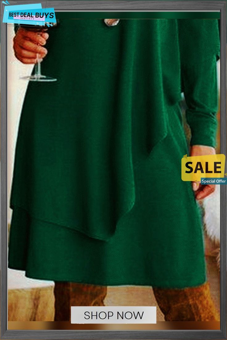 Asymmetric Overlayer Raglan Sleeves Plain V Neck Long Sleeve Dress Chic Solid Dresses For Layering, Elegant Asymmetrical Dresses For Layering, Solid Long Sleeve Dress For Layering, Long Sleeve Solid Dress For Layering, Casual Asymmetrical Hem Dress For Layering, V Neck Long Sleeve Dress, Long Sleeve Midi, Types Of Dresses, Raglan Sleeve