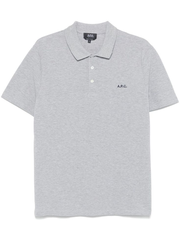 grey organic cotton piqué weave mélange effect front button placket polo collar embroidered logo at the chest short sleeves side slits straight hem This item is made from at least 50% organic materials. Learn more about what makes a product Conscious on our Conscious Criteria page Gray Cotton Polo Collar T-shirt, Classic Gray Cotton Polo Shirt, Gray Relaxed Fit Cotton Polo Shirt, Fitted Cotton Polo Shirt With Branding, Classic Gray Polo Collar T-shirt, Basic Cotton Polo Shirt With Collared Neckline, Organic Materials, Balenciaga Triple S, Dress Watch