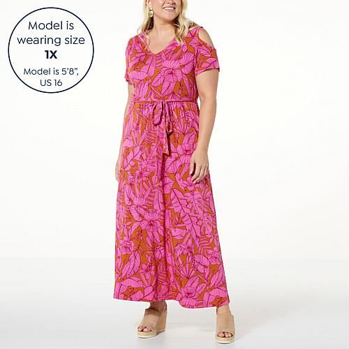 Colleen Lopez Cold-Shoulder Maxi Dress For a one-and-done look that's sure to turn heads, this drawstring-waist maxi dress is your best bet. Be dressed to impress for weddings, vacations and more. Spring Maxi Dress With Drawstring, Pink Off-shoulder Casual Maxi Dress, Casual Pink Off-shoulder Maxi Dress, Maxi Length Drawstring Dress For Vacation, Casual Maxi Dress With Tie Waist, Casual Off-shoulder Maxi Dress, Empire Design, Ginger Dress, Cold Shoulder Maxi Dress