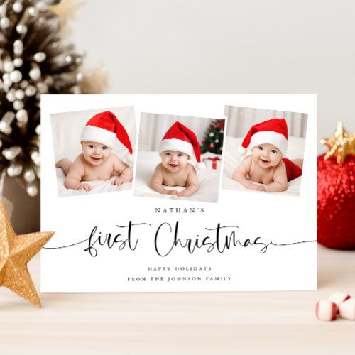 a christmas card with three photos on it