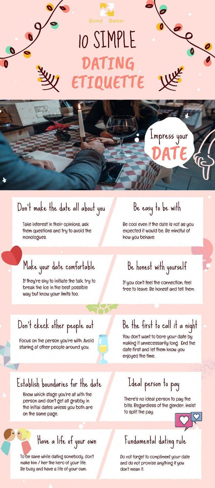 an info sheet with the words 10 simple dating etiquette