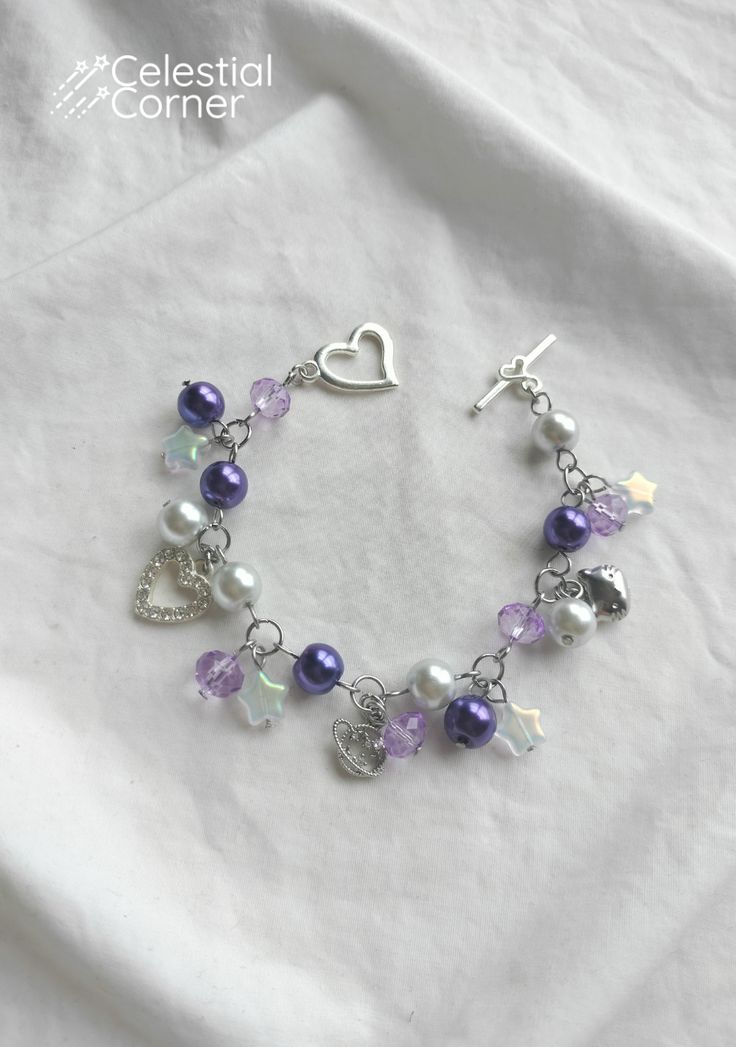 Eye Pin Bracelet, Pony Bead Necklace Ideas, Purple Bracelets Beads, Bracelet Inspo Beads, Clutter Bracelet, Flat Bead Bracelet, Star Beaded Bracelet, Fairy Bracelet, Purple Diy