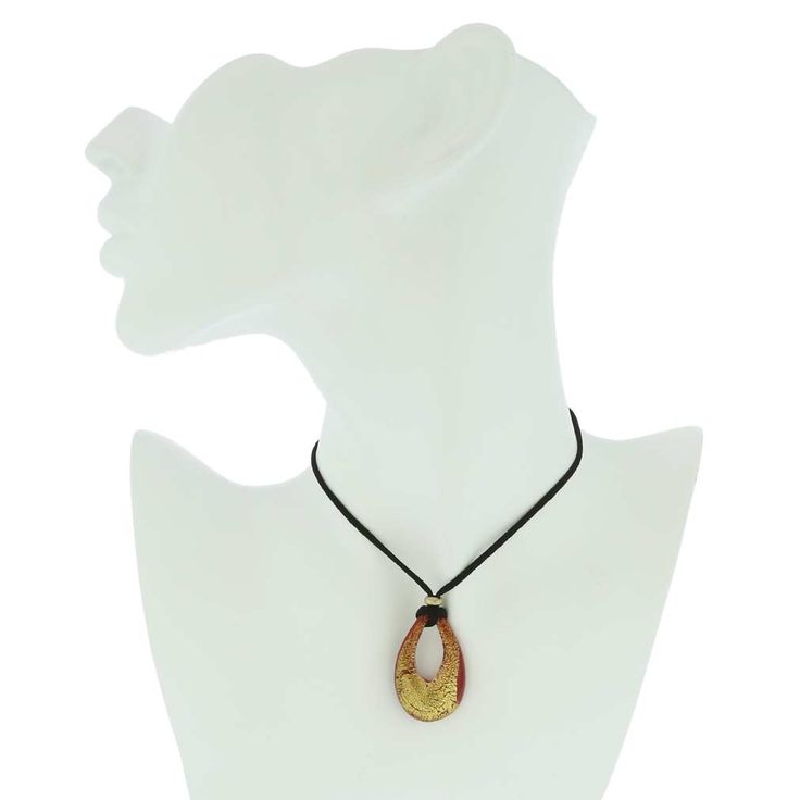 Simple, beautiful, and unique, this Murano Glass necklace is a perfect fit for every day and every occasion. Incorporating the best features of classic Venetian style, this necklace is airy, colorful and fun in a very contemporary way. Rich color and the play of light off the 24K gold foil infused in the glass create a magical impression that will not leave anyone indifferent. The elegant drop-shaped pendant is suspended from a simple black silk cord, making this necklace a great fit for women o Elegant Multicolor Drop Necklace As A Gift, Elegant Multicolor Drop Necklace For Gift, Elegant Multicolor Teardrop Pendant Necklace, Murano Glass Round Necklace For Gifts, Gold Murano Glass Necklace For Gift, Adjustable Murano Glass Necklace, Red Murano Glass Necklace For Gift, Vintage Murano Glass Necklace For Gift, Murano Glass Necklaces