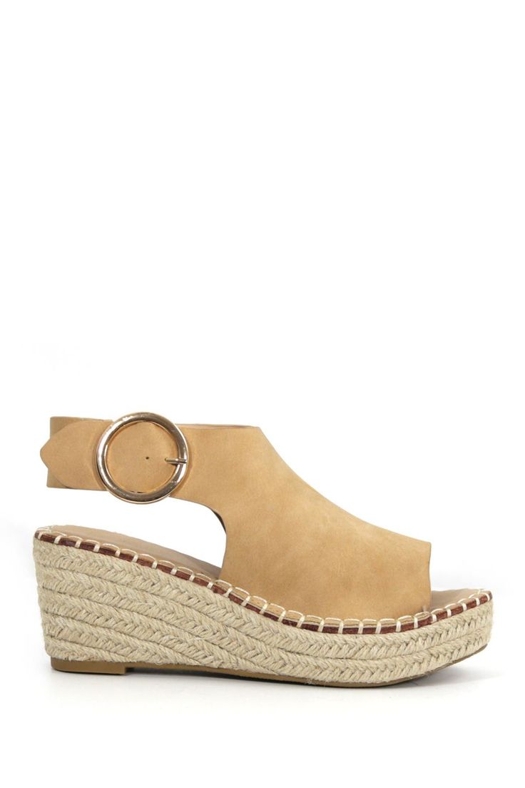 A woven espadrille wedge heel brings summery vibes to this chic sandal, finished with a peep toe and buckle strap closure. Sizing: True to size. 2.5" heel, 2" platform Espadrille wedge heel PU upper, manmade sole Imported This item cannot be shipped to Canada. Trendy Buckle Closure Wedge Sandals For Vacation, Summer Platform Slingback Wedge Sandals, Spring Platform Slingback Sandals With Wedge Heel, Adjustable Heels With Buckle Closure For Summer, Summer Wedge Sandals With Buckle, Summer Synthetic Wedge Sandals With Buckle Closure, Straw Wedge Sandals With Ankle Strap And Cushioned Footbed, Straw Wedge Sandals With Cushioned Footbed And Ankle Strap, Adjustable Buckle Closure Wedge Sandals For Summer