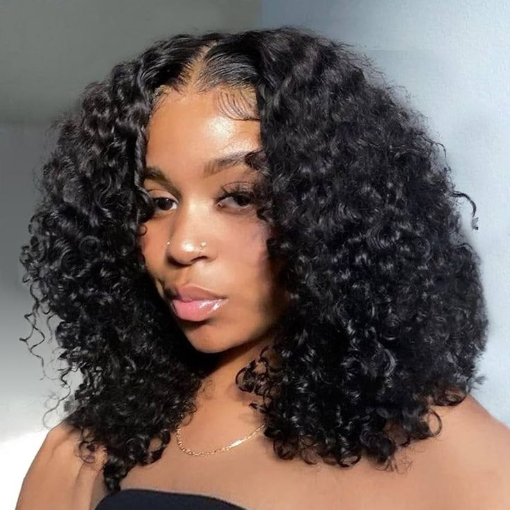 Amazon.com : LDJOY Short Curly Lace Front Wigs Human Hair Pre Plucked 180% Density Human Hair Wigs for Black Women Water Wave Glueless 13x4 HD Transparent Lace Frontal Wigs with Baby Hair Natural Black 14 Inch : Beauty & Personal Care Lace Frontal Bob, Curly Bob Wigs, Short Curly Bob, Cheap Human Hair, Natural Wigs, Curly Lace Front Wigs, Short Bob Wigs, Bob Wig, Brazilian Human Hair