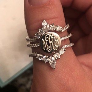 Nicole Ricketson added a photo of their purchase Diy Jewelry Rings, Oxidized Silver Rings, Monogram Ring, Cubic Zirconia Rings, Stackable Ring, Rings For Her, Engraved Rings, Stackable Rings, 925 Sterling Silver Ring