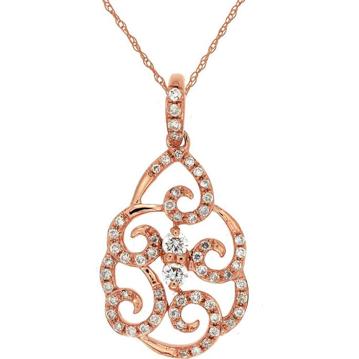 Royal 14K Rose Gold Diamond Pendant - Elegant Beauty in Every Detail Elegant Rose Gold Jewelry With Intricate Design, Anniversary Rose Gold Diamond Necklace With Brilliant Cut, Cubic Zirconia Rose Gold Necklace For Anniversary, Formal Rose Gold Diamond Necklace With Pave Setting, Rose Gold Diamond Necklace With Pave Setting, Timeless Rose Gold Diamond Necklace For Anniversary, Rose Gold Cubic Zirconia Diamond Necklace With Pave Setting, Dazzling Rose Gold Diamond Accents Necklace, Exquisite Rose Gold Diamond Necklace With Accents