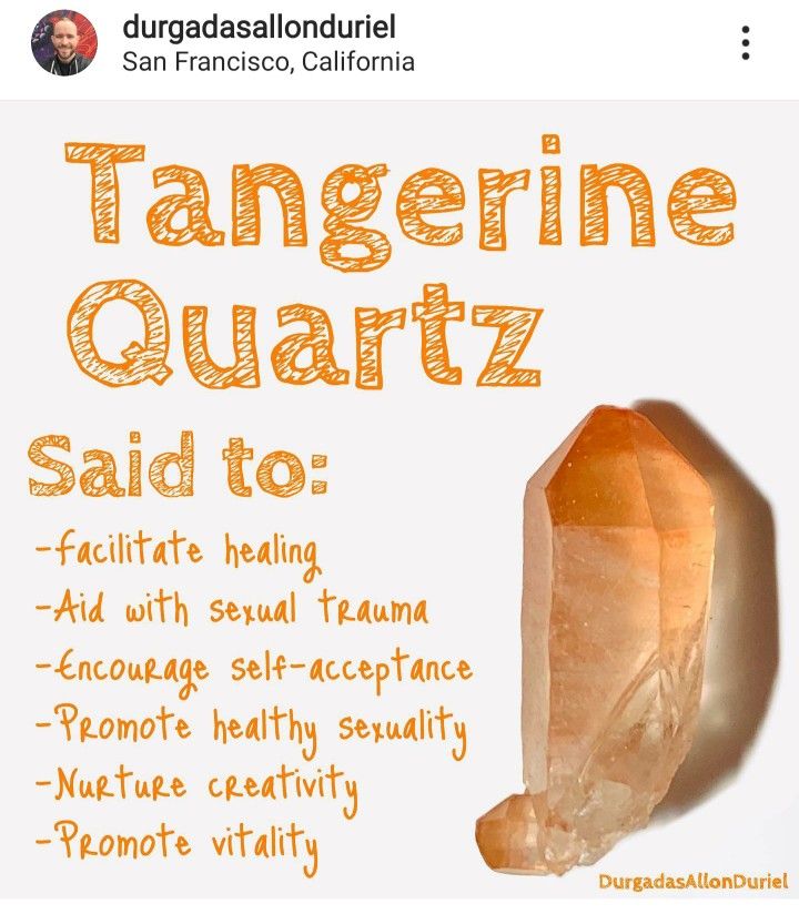 an orange rock with the words tangerine quartz said to it's meaning and description