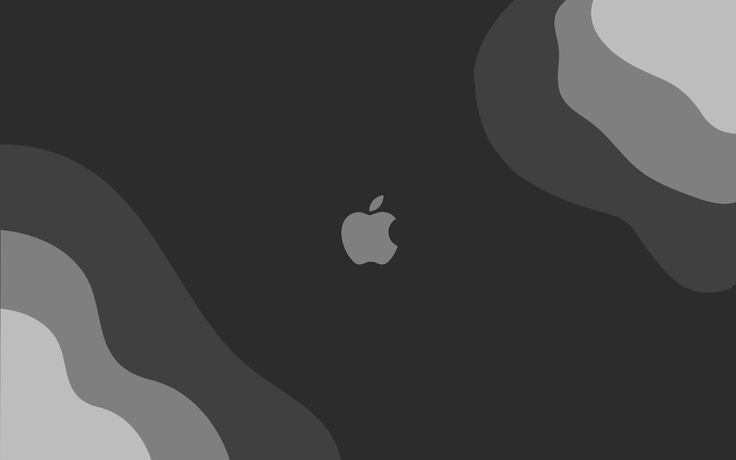 an apple logo is shown in this black and white image with gray swirls around it