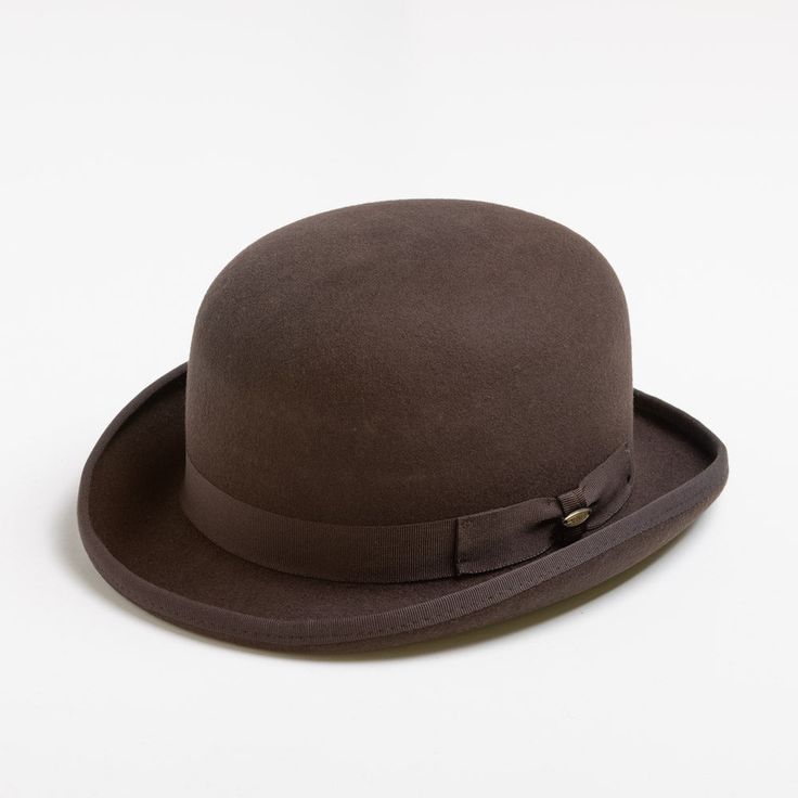 Formal Wool Felt Hat For Winter, Formal Brown Top Hat For Fall, Elegant Curved Brim Felt Hat For Derby, Elegant Wide Brim Felt Hat For Derby, Formal Brown Fur Felt Top Hat, Classic Formal Fur Felt Cloche Hat, Formal Brown Felt Hat With Short Brim, Brown Fur Felt Top Hat For Formal Occasions, Elegant Felt Hat For Derby In Winter