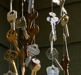 there are many keys hanging from the ceiling