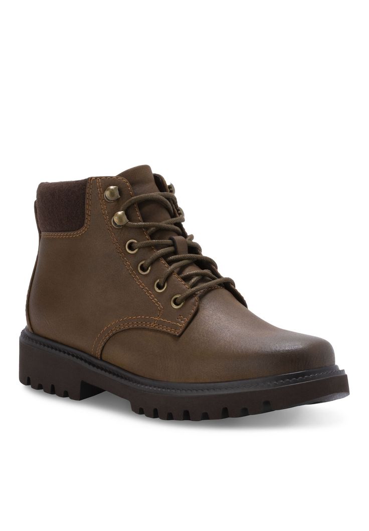 Meadow is a lace-up plain toe bootie equipped with a durable lug sole.POLYURETHANE UpperFabric LiningRUBBER/EVA Outsole1.50" Heel height4" Shaft height12" Boot leg circumferenceBootie available in sizes Medium 6-10, 11 | Women's Meadow Bootie by Eastland in Bomber Brown (Size 9 M) Lace-up Combat Boots With Reinforced Toe For Walking, Rugged Lace-up Boots With Lug Sole And Round Toe, Rugged Lace-up Boots With Lug Sole, Rugged Lace-up Work Boots For Fall, Lace-up Hiking Boots With Leather Footbed For Fall, Rugged Ankle-high Hiking Boots With Reinforced Heel, Rugged Lace-up Hiking Boots With Lug Sole, Fall Lace-up Boots With Goodyear Welt Construction, Fall Rugged Ankle-high Chukka Boots