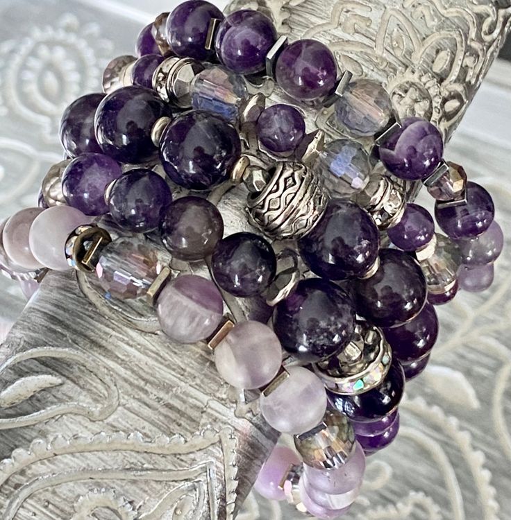 Beautiful genuine amethyst crystal beaded bracelets. Hand made.One of a kind pieces! Luxury Faceted Beads Bracelet, Crystal Beaded Bracelets, Amethyst Beaded Bracelet, Amethyst Bracelet Beads, Crystal Beads Bracelet, Jewelry Lookbook, Amethyst Beads, Gorgeous Bracelet, Etsy Jewelry