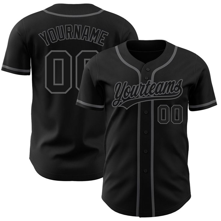 a black baseball jersey with the name and number on it, that says yourname