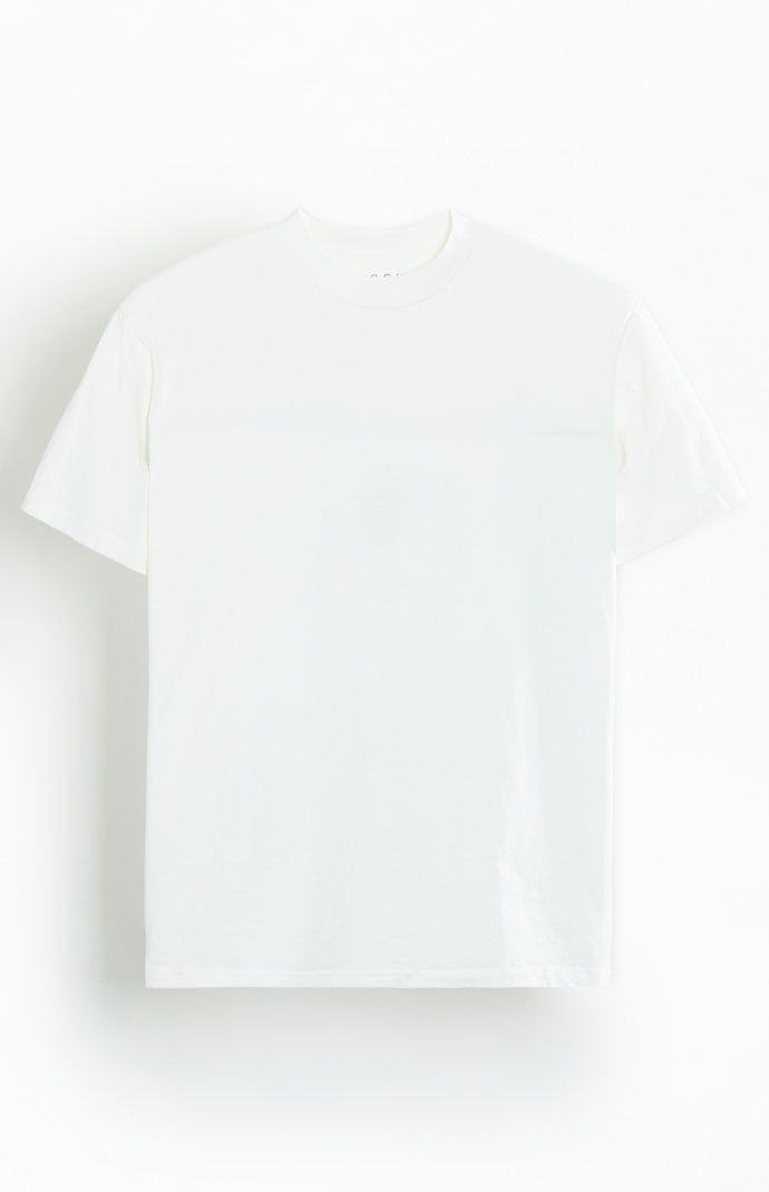 Experience comfort throughout the week with The PacSun Premium T-Shirt. Boasting a classic crew neckline, short sleeves, and a regular fit, its soft premium cotton fabrication ensures a luxurious feel that complements your daily style effortlessly.


	Crew neckline
	Short sleeves
	Regular fit
	50% Cotton, 50% polyester
	Machine washable
	Model is wearing size medium
	Model Measurements: 6'3” Height, 30" Waist, 39” Chest White Classic Boxy Fit T-shirt, Classic Short Sleeve T-shirt For Streetwear, Classic Oversized T-shirt For Summer, White Boxy Fit Crew Neck T-shirt, Classic Relaxed Fit Plain T-shirt, Classic Plain T-shirt With Relaxed Fit, Classic Crew Neck T-shirt For Everyday, Essential Cotton T-shirt For Summer, Minimalist Crew Neck T-shirt For Summer