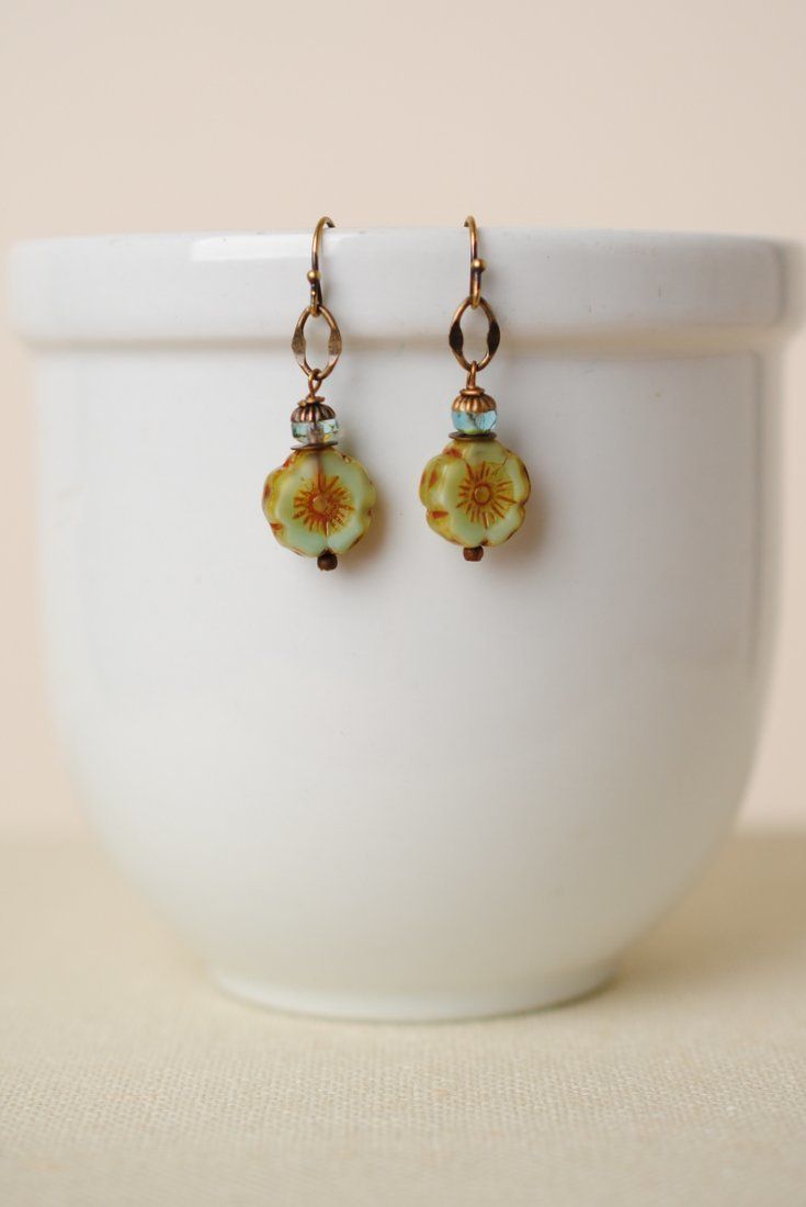 Anne Vaughan Designs - Rustic Creek Simple Czech Glass Flower Dangle Earrings, $20.00 (https://www.annevaughandesigns.com/rustic-creek-simple-czech-glass-flower-dangle-earrings-for-women/) Vintage Czech Glass Flower Earrings For Gift, Vintage Czech Glass Flower Earrings Gift, Handmade Vintage Czech Glass Flower Earrings, Nickel-free Glass Bohemian Earrings, Handmade Czech Glass Vintage Flower Earrings, Handmade Czech Glass Flower Earrings In Vintage Style, Nickel-free Czech Glass Flower Earrings, Nickel Free Czech Glass Flower Earrings, Nickel-free Gold Czech Glass Flower Earrings