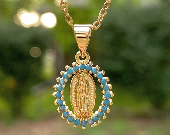 Our Lady of Guadalupe Necklace Virgen De Guadalupe Necklace | Etsy Gold Plated Miraculous Medal Jewelry As Gift, Gold Virgin Mary Pendant Necklace, Gold Our Lady Of Guadalupe Pendant Necklace, Oval Our Lady Of Guadalupe Necklace Gift, Oval Our Lady Of Guadalupe Necklace For Gift, Spiritual Yellow Gold Our Lady Of Guadalupe Jewelry, Spiritual Gold Plated Necklaces With Miraculous Medal, Gold Plated Spiritual Necklace With Miraculous Medal, Gold Virgin Mary Medallion Jewelry