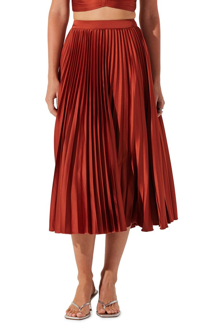 ASTR the Label Pleated Midi Skirt | Nordstrom Orange Skirt, Astr The Label, Skirt Midi, Pleated Midi Skirt, Free Fabric, Skirt Fashion, Skirt Length, Long Skirt, The Label