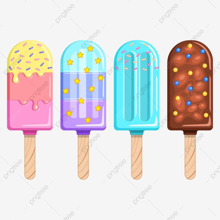 three popsicles with different flavors and toppings on them, one is chocolate, the other has sprinkles