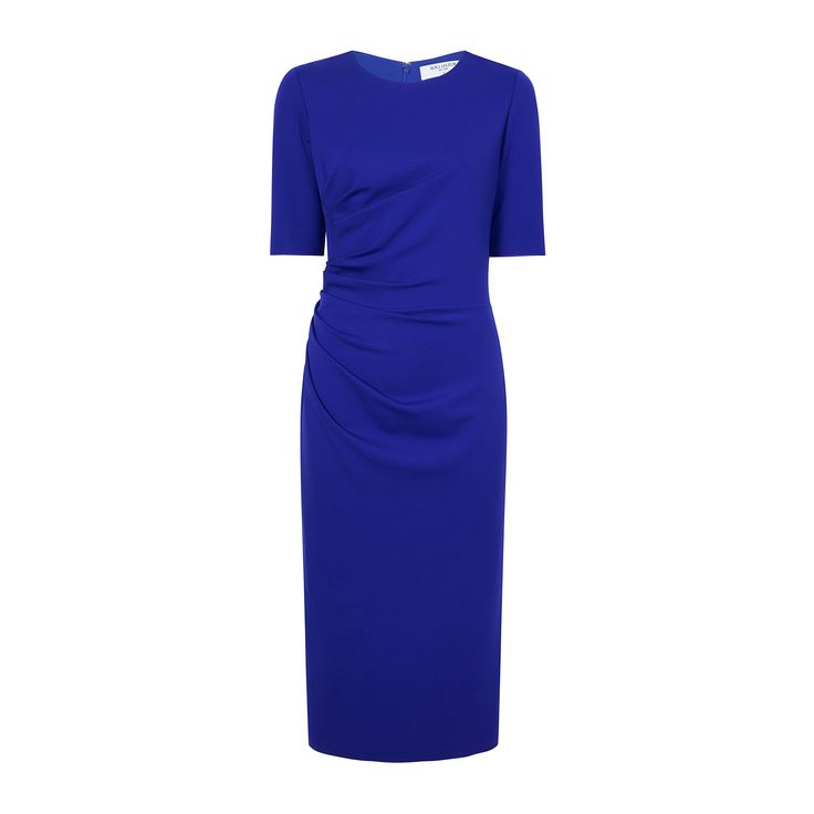 The beauty of the Ciela dress is in the details, which include half sleeves, pleats that fan out from the side seam, and a skirt that wraps around the bodice. It’s also made from a machine-washable light ponte fabric that both stretches and retains its shape. Made in China with fabric from Italy. Fitted Wrap Dress With Draped Sleeves For Cocktail, Fitted Cocktail Wrap Dress With Draped Sleeves, Short Sleeve Midi Dress With Ruched Bodice For Evening, Elegant Short Sleeve Midi Dress With Ruched Bodice, Fitted Short Sleeve Pleated Dresses, Evening Midi Dress With Pleated Back And Short Sleeves, Evening Fitted Wrap Dress With Draped Sleeves, Fitted Wrap Dress With Draped Sleeves For Evening, Formal Short Sleeve Midi Dress With Ruched Bodice