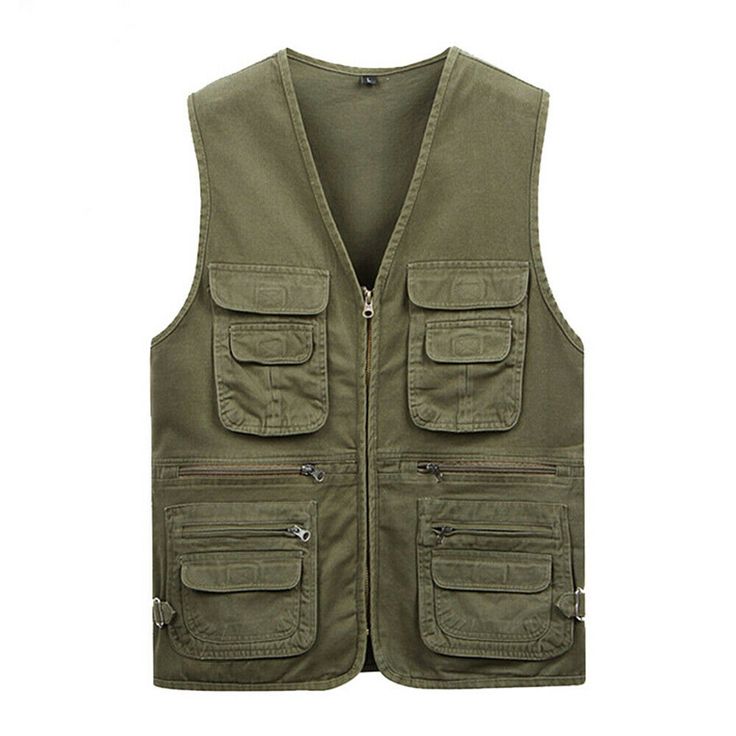 Mens Cotton Vest Sleeveless Jacket Multi Pocket Utility Waistcoat fashion Classic L: chest 101cm/39.7in, length 64cm/25.2in XL: chest 106cm/41.7in, length 65cm/25.6in 2XL: chest 110cm/43.3in, length 66cm/25.9in 3XL: chest 118cm/46.4in, length 67cm/26.4in 4XL: chest 122cm/48.0in, length 68cm/26.7in   Material: 100% cotton Main Color: multi Size: L-4XL Notice: It may have little color difference according to different screen. Hope you can understand! Any problem, contact me for satisfying solution Waistcoat Fashion, Cotton Vest, Vest Coat, Sleeveless Jacket, Cardigan Vest, Casual Coat, Mens Coats, Summer Casual, Army Green