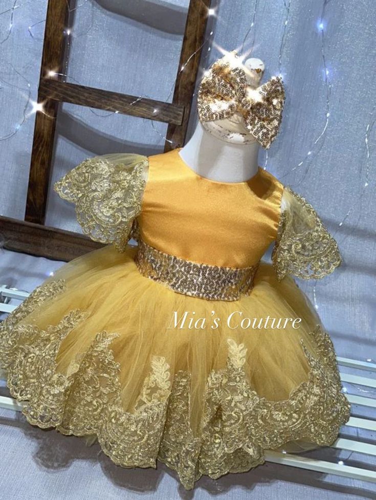 Yellow & Gold Lace Sequins Big Bow Vintage Style Beauty - Etsy Serbia Beauty Pageant Dress, Beauty Pageant Dresses, Baby Cake Smash, Smash Cake Photoshoot, Pageant Dress, Big Bow, Gold Lace, Beauty Pageant, Big Bows