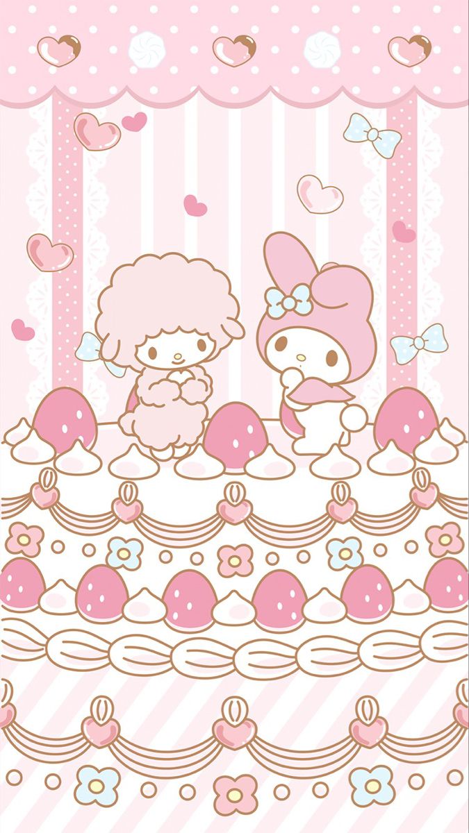 hello kitty wallpaper with pink and white stripes