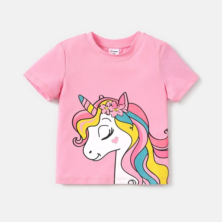 Unicorn Print Toddler Tee | Bargainwizz Unicorn Tshirt, Unicorn Print, Girls Wardrobe, A Unicorn, Cute Unicorn, Toddler Tees, Design T Shirt, Girls Tshirts, Sleeve Cotton