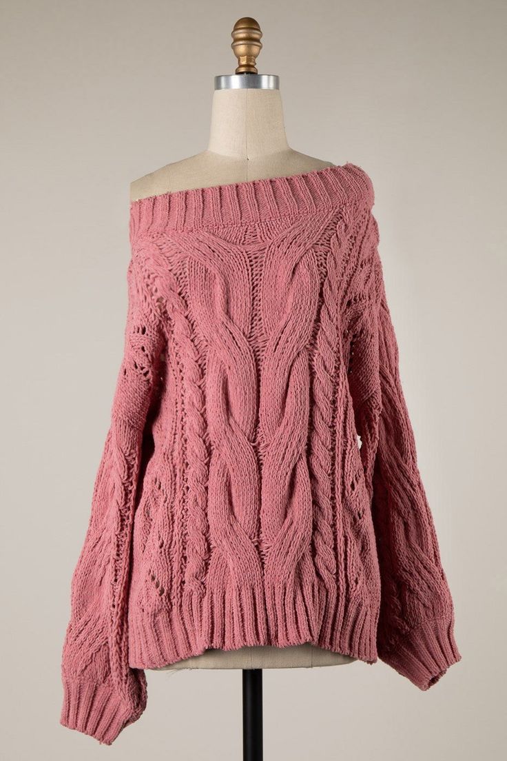 Mauve Cable Knit Sweater Sweater Boho, Boho Pink, Swaggy Outfits, Knit Tunic, Really Cute Outfits, Boat Neckline, Cable Knit Sweater, Tunic Sweater, Dream Clothes