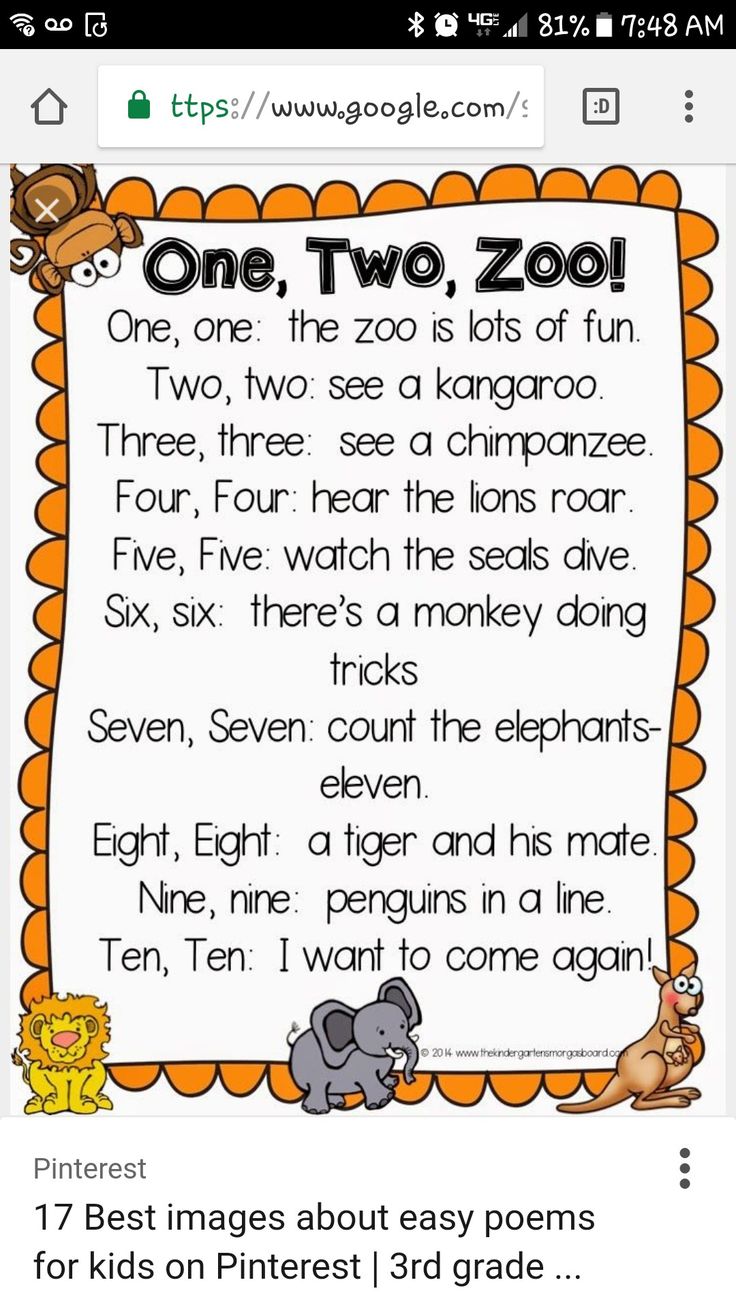 an animal themed poem with the words one, two, zoo