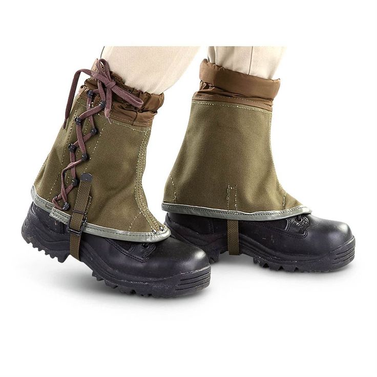 "Genuine italian army canvas gaiters Featuring an elastic cuff at the top and leather at the bottom With the one-size-fits-most design you can use these gaiters on just about every type of shoe or boot that you have. Made of very thick canvas, steel hooks, thick laces, nylon understrap and a little hook at the front to attach to the boot lace Condition: NEW Shipping to United states, Canada, Europe * Economy shipping Shipping time : 7-21 working days or sometime more * Standard shipping with tra Italian Army, Military Surplus, Fantasy Clothing, Character Outfits, Fesyen Wanita, Lithuania, Lace Boots, Types Of Shoes, Outfit Inspirationen