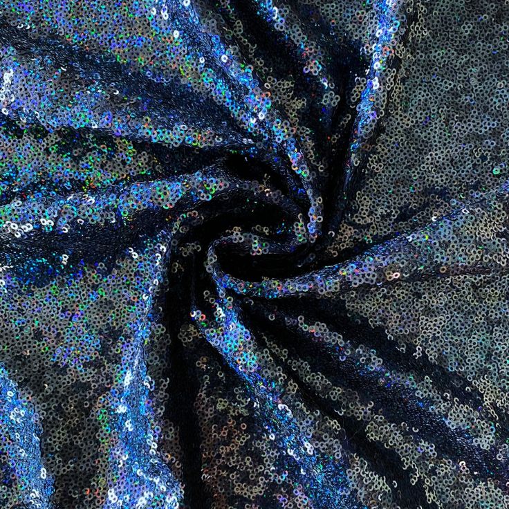 ~Twinkle Twinkle Black Hologram Sequin Fabric features a stretch polyester/spandex base fabric with full coverage tiny holographic sequins. Perfect for dance wear, cheer, cheer bows, color guard, band, recital, gymnastics, figure skating, costume, cosplay, aesthetic only swimwear, formal wear and anytime you need a dramatic, elegant look with a lot of sparkle. ~Perfect for dance, recital, costume, cheer, theater, gymnastics, skating, apparel and home and event decor. Width: 56 in / 58 in Weight: Fitted Blue Sequin Fabric With Contrast, Metallic Fitted Disco Sequin Fabric, Metallic Fitted Sequin Fabric For Party Season, Fitted Metallic Sequin Fabric For Disco, Fitted Disco Sequin Fabric, Fitted Sparkling Sequin Fabric For Disco, Glamorous Stretch Sequin Fabric With Contrast Sequins, Glamorous Stretch Contrast Sequin Fabric, Black Stretch Sequin Fabric